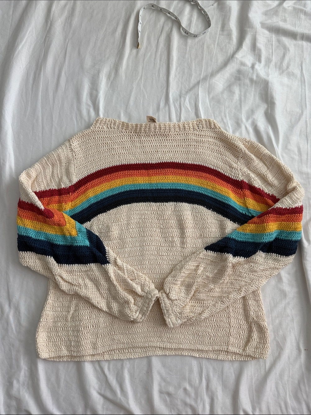 Chasing Unicorns rainbow knit crochet sweater